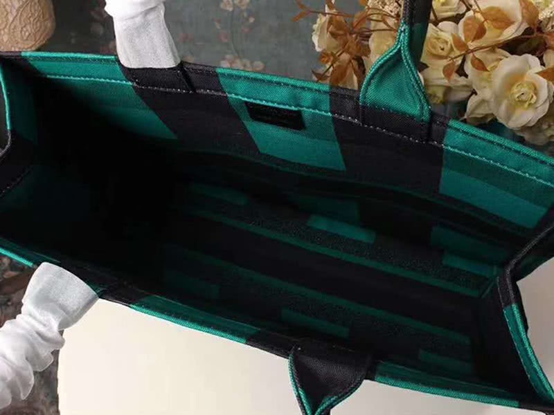 Dior Black Green Plaid Tote Bag 8