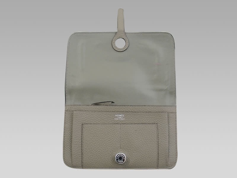 Hermes Dogon Togo Leather Wallet Purse Grey 5