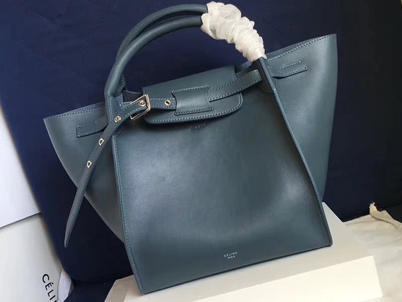 Celine Small Big Bag With Long Strap In Supple Grained Calfskin Blue 1