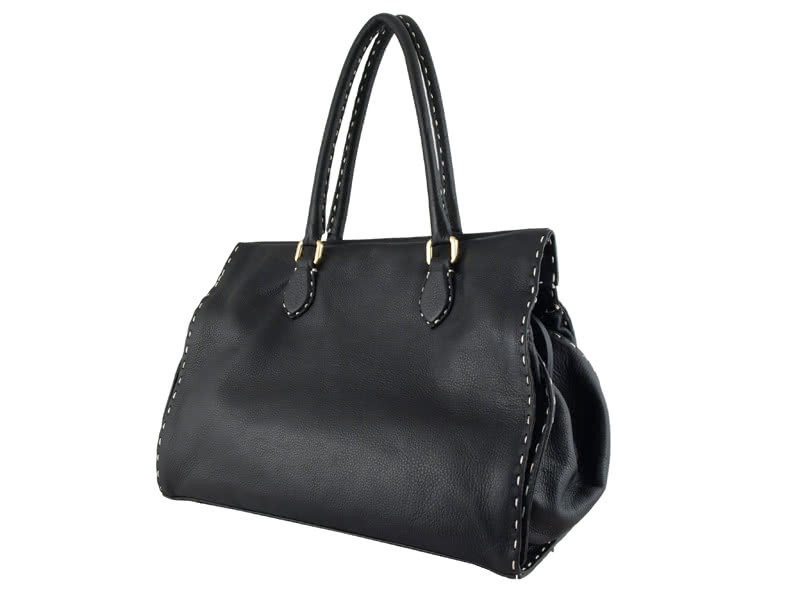Fendi Saddle Soft Leather Firenze Bag Large Black 2