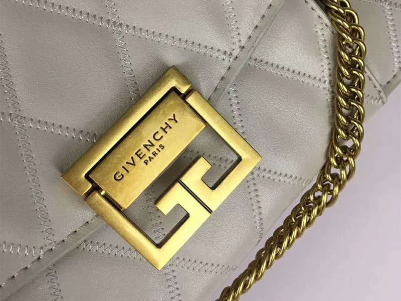 Givenchy gv3 Calfskin Quilted Leather Flap Bag Grey 6