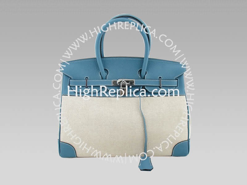 Hermes Blue Jean Togo And Toile Birkin 35 1