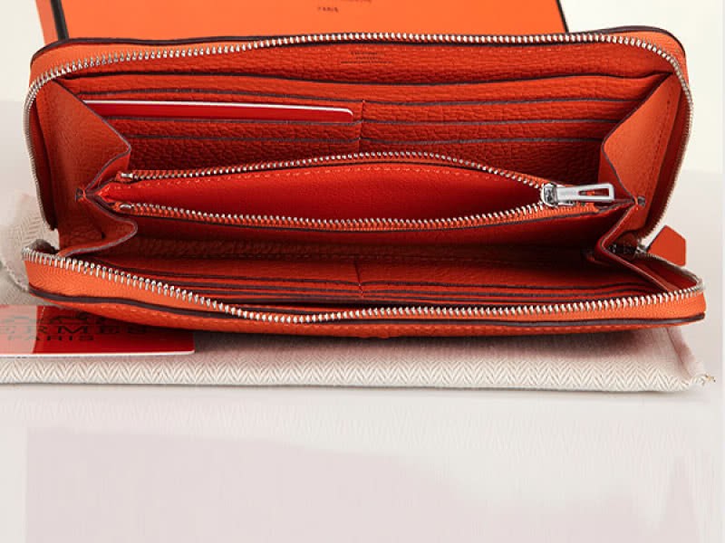 Hermes Zipper Wallet Original Leather Orange 3