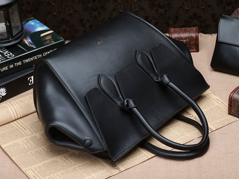 Celine Tie Nano Top Handle Bag Leather Black 2 9