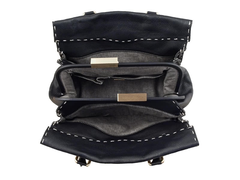 Fendi Saddle Soft Leather Firenze Bag Medium Black 8