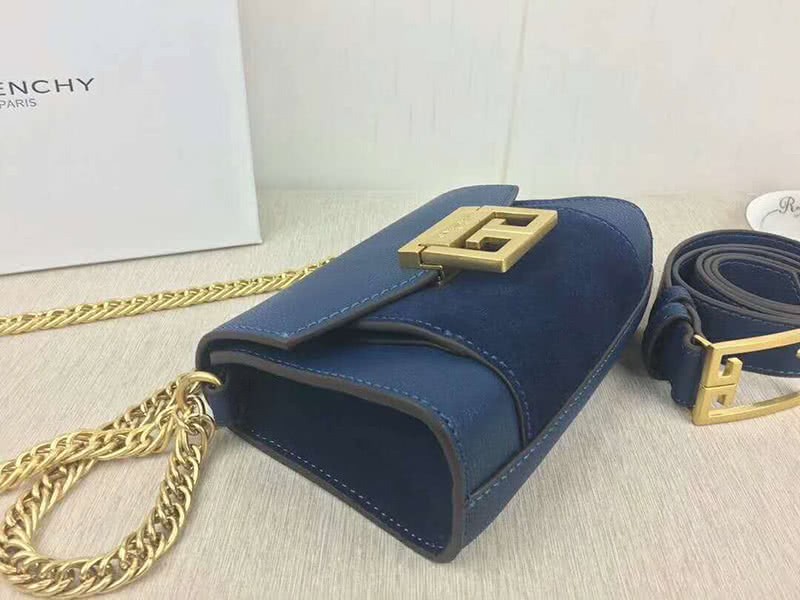 Givenchy Small gv3 Bag In Grained Leather And Suede Blue 4