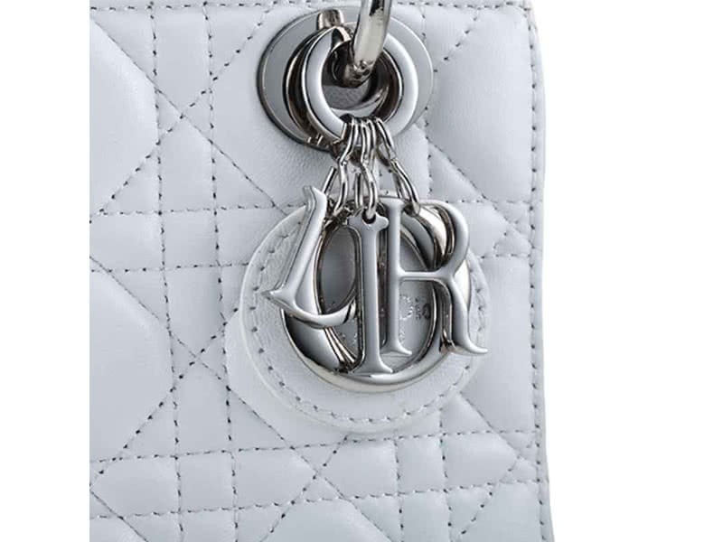 Dior Nano Leather Bag Silver Hardware White 5