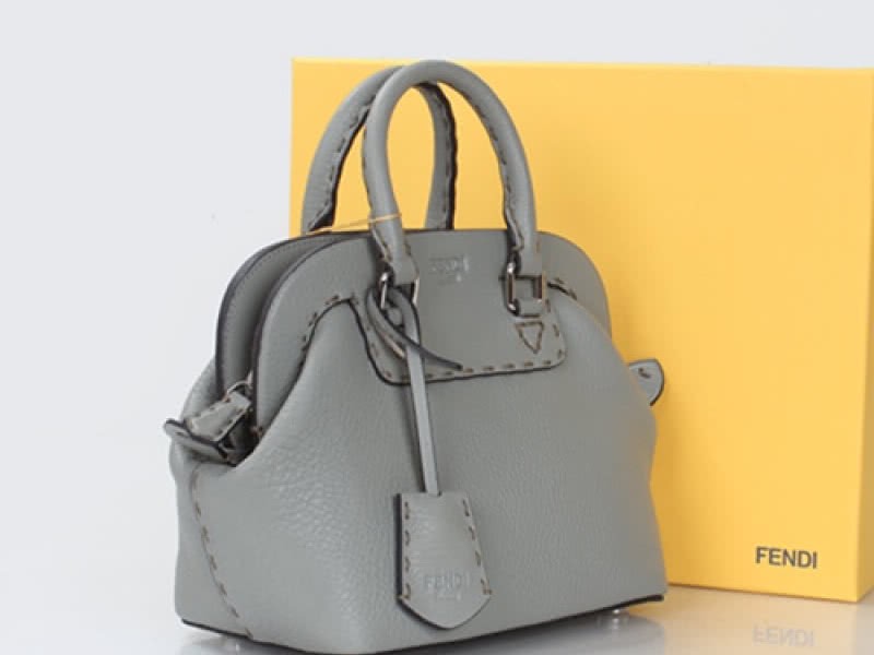 Fendi Original Leather Mini Selleria Adele Satchel Grey 3