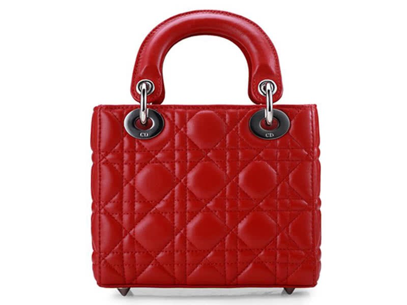 Dior Nano Leather Bag Silver Hardware Red 3