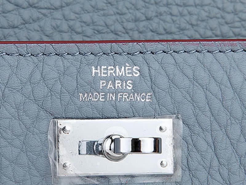 Hermes Dogon Togo Original Leather Kelly Long Wallet Light Blue 5