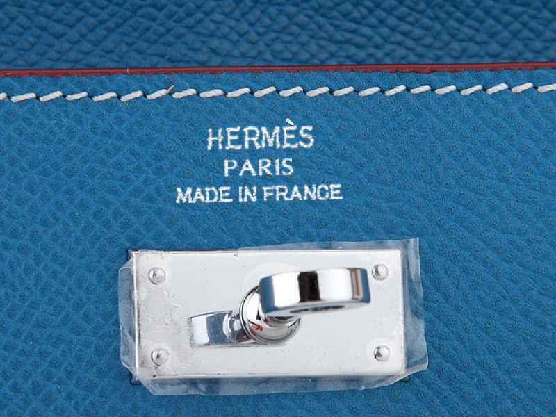 Hermes Epsom Original Calfskin Kelly Long Wallet Blue 5