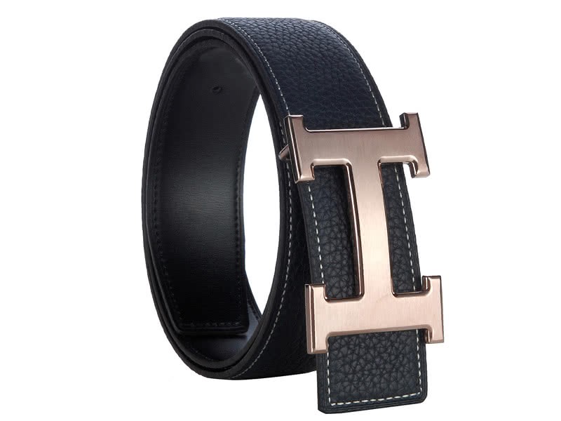 Hermes Togo Leather Belt With Everose H Buckle Black 1