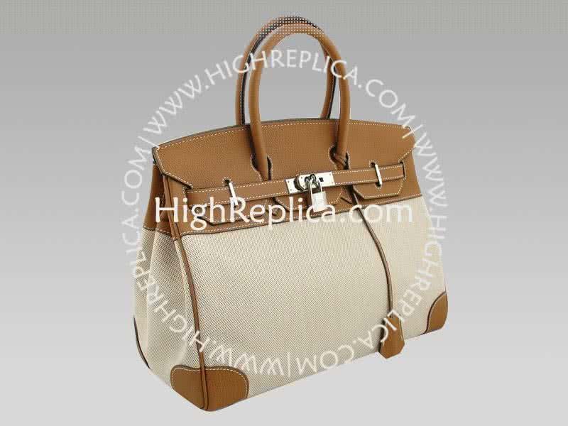 Hermes Birkin 35 Cm Toile And Togo Leather Tan 2