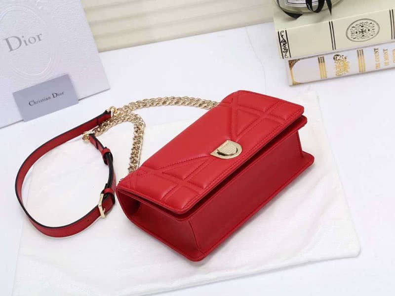Dior Small Diorama Lambskin Bag Red d05263 4