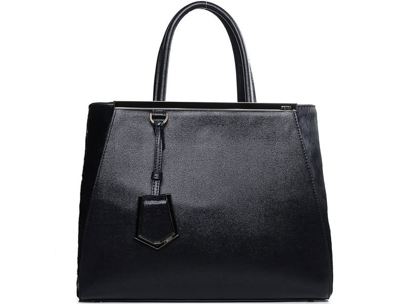 Fendi 2jours Calfskin Tote Bag Black With Fur 1