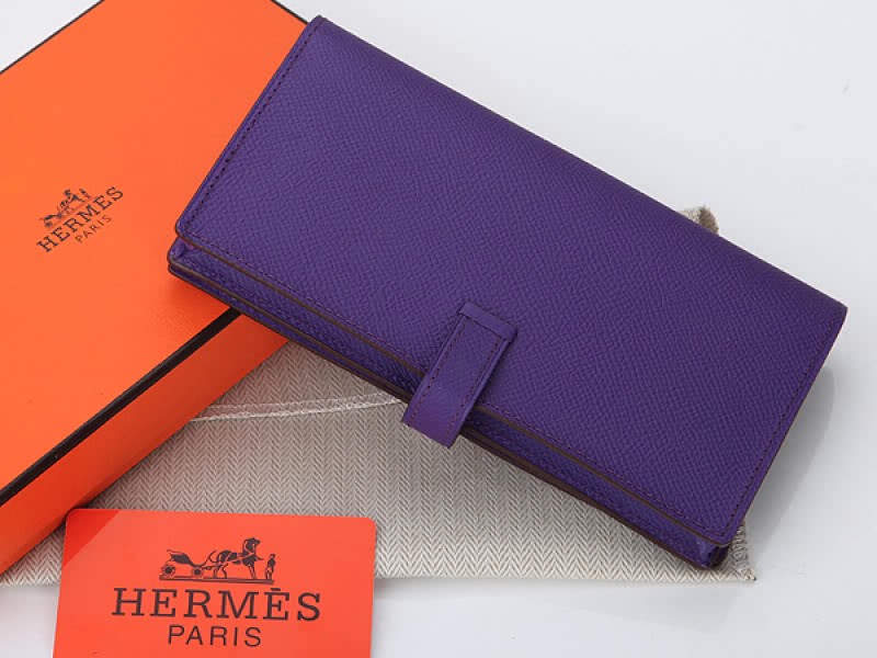 Hermes Epsom Original Calfskin Bearn Japonaise Bi-Fold Wallet Purple 2