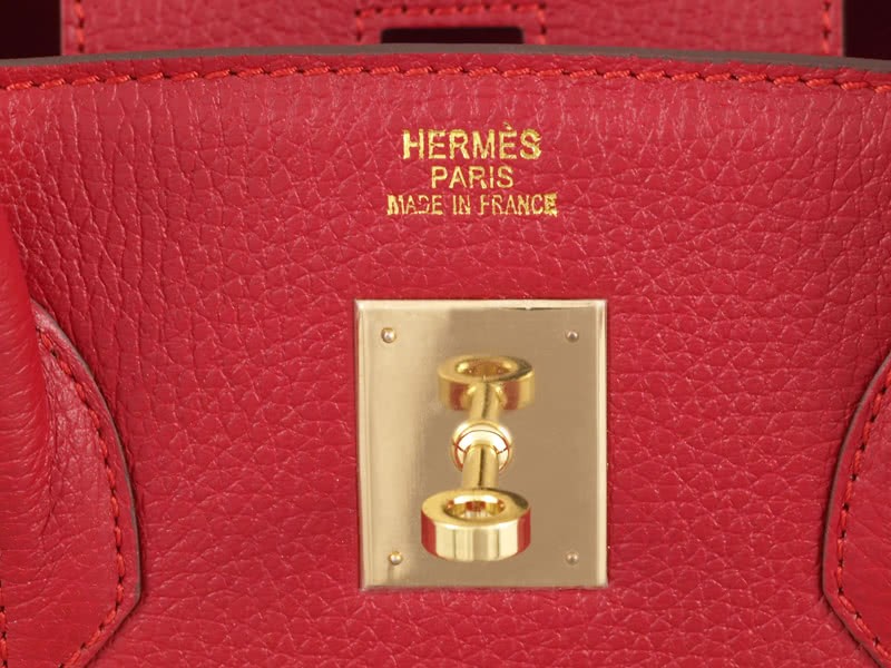 Hermes Birkin 35cm Clemence Rouge Vif With Golden Hardware 9