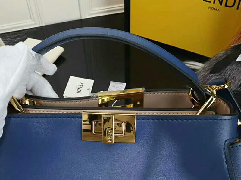Fendi Peekaboo Essential Calfskin Leather Bag Blue 5