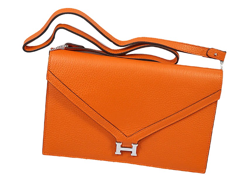 Hermes Pilot Envelope Clutch Orange With Silver Hardware 4