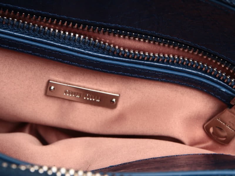 Miu Miu Glazed Matelasse Leather Mini Shoulder Bag Blue 5