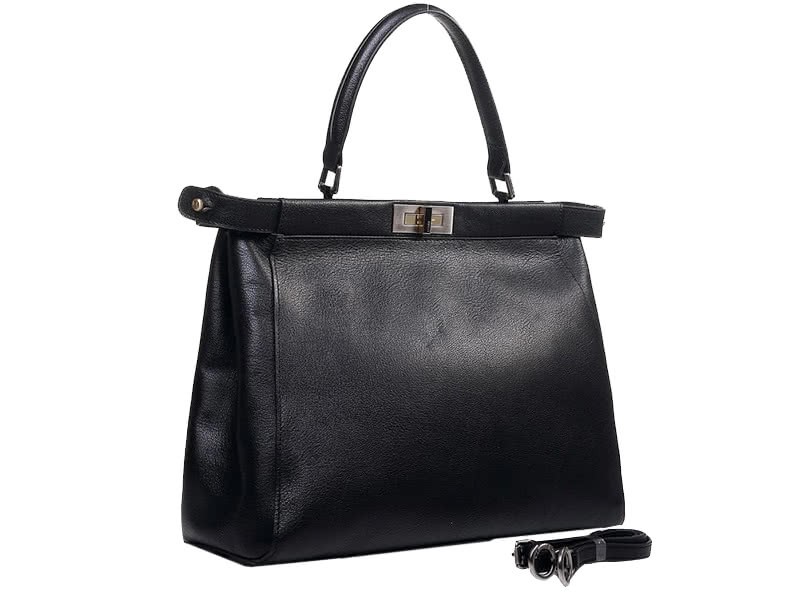 Fendi Peekaboo Calfskin Leather Bag Black 4