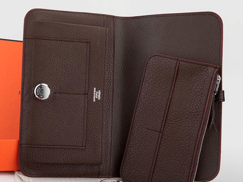 Hermes Dogon Togo Original Leather Combined Wallet Choco 3