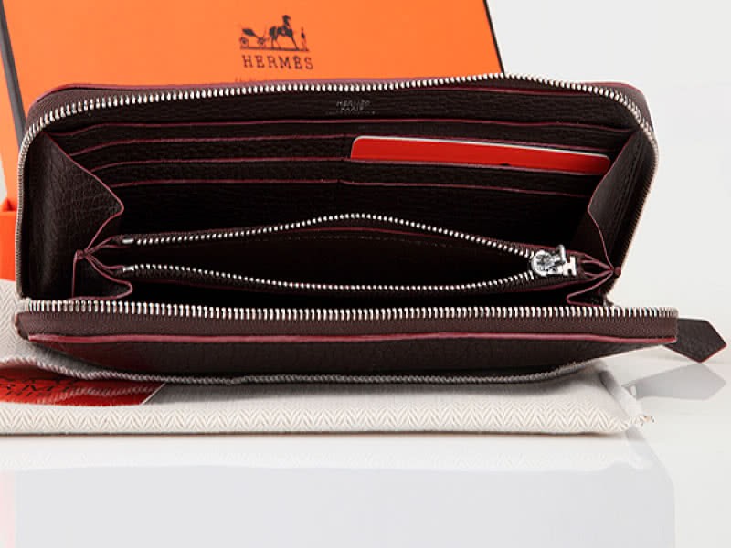 Hermes Zipper Wallet Original Leather Choco 3