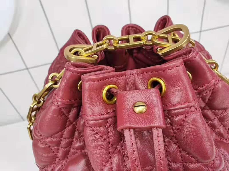 Dior Miss Dior Lambskin Bucket Bag Burgundy 5