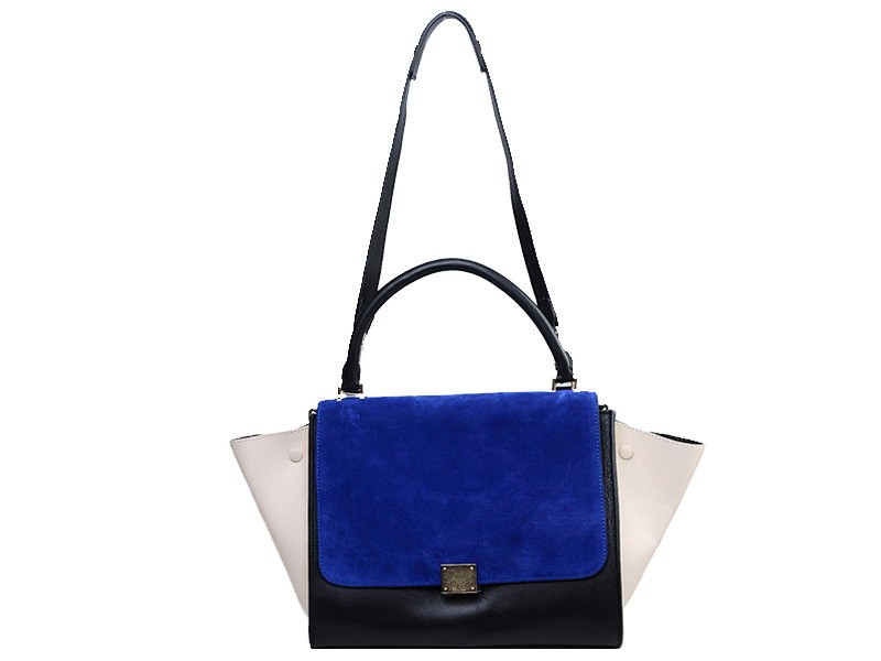 Celine Trapeze Shoulder Bag Multicolor Calfskin Royal Blue 1