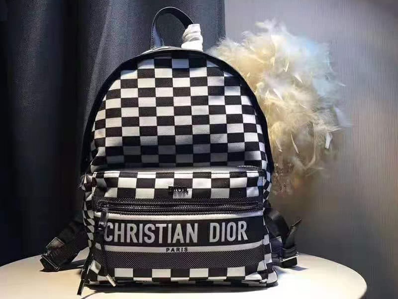 Dior Oblique With Christian Logo Backpack Damier Black And White 1