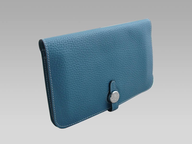 Hermes Dogon Togo Leather Wallet Purse Blue 2