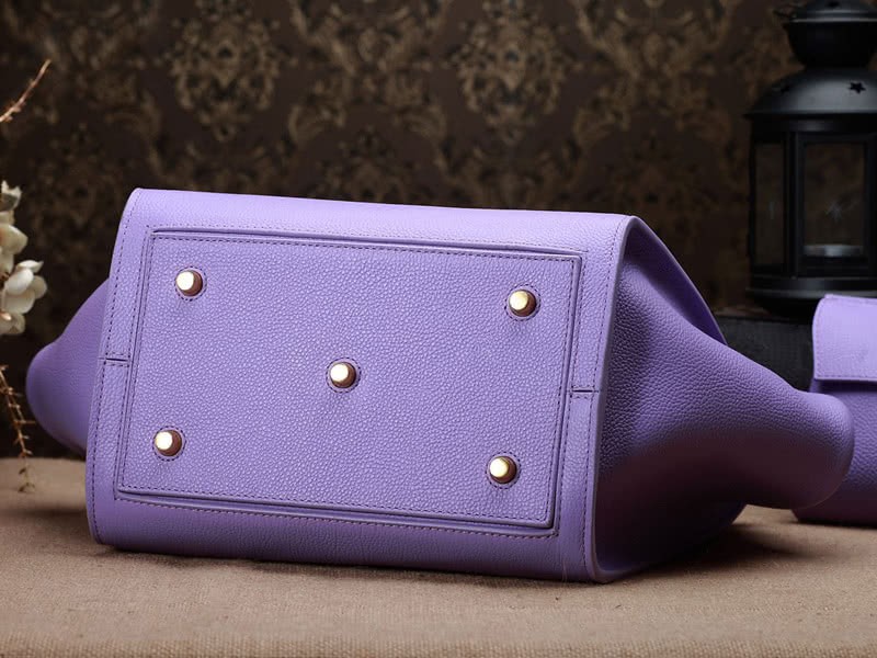 Celine Tie Nano Top Handle Bag Leather Purple 6