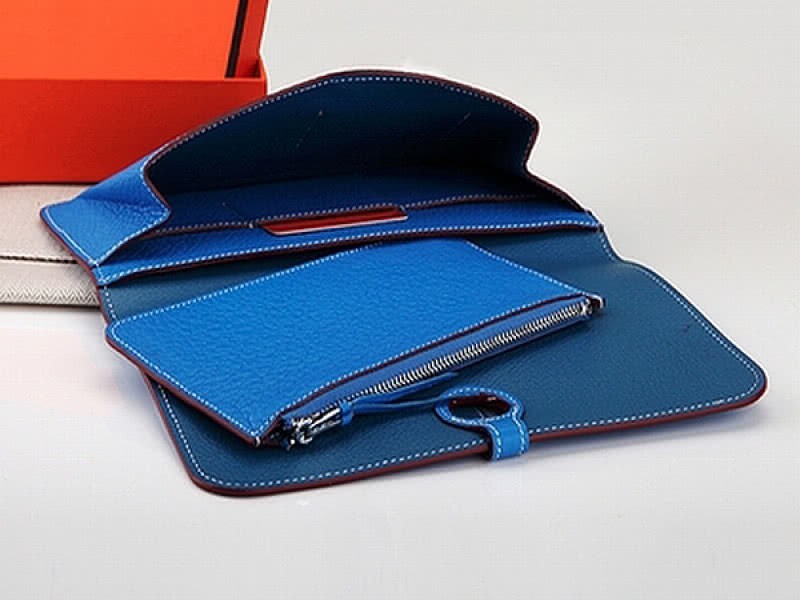 Hermes Dogon Togo Original Leather Combined Wallet Blue 4