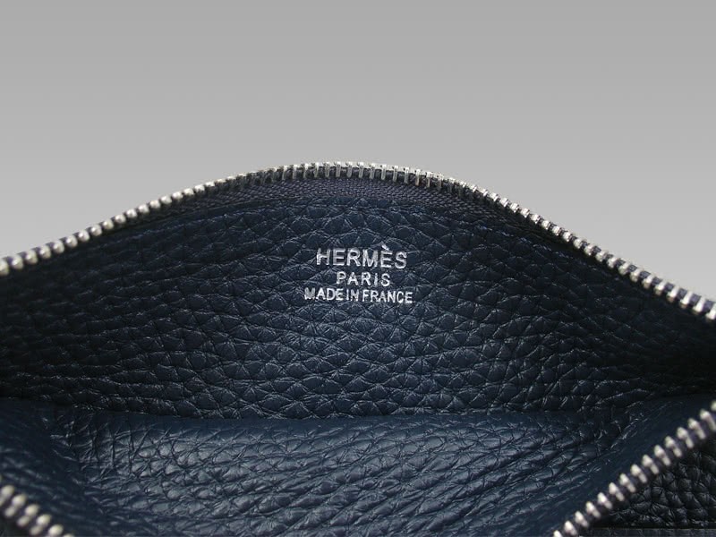 Hermes Dogon Togo Leather Wallet Purse Dark Blue 12