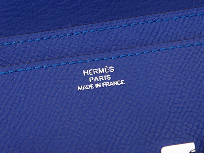 Hermes Epsom Original Calfskin Constance Long Wallet Electric Blue 4