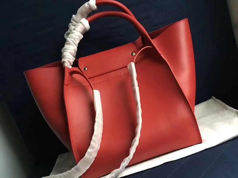Celine Small Big Bag With Long Strap In Supple Grained Calfskin Red 2