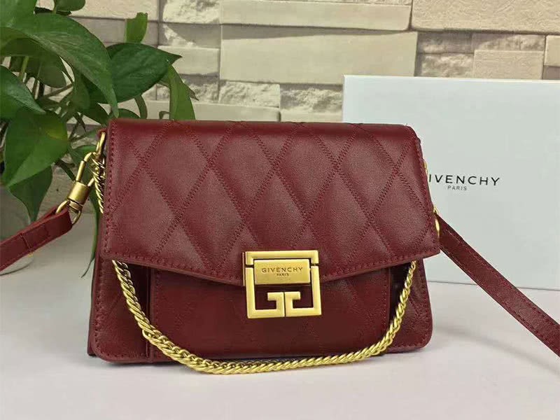 Givenchy gv3 Calfskin Quilted Leather Flap Bag Burgundy 1