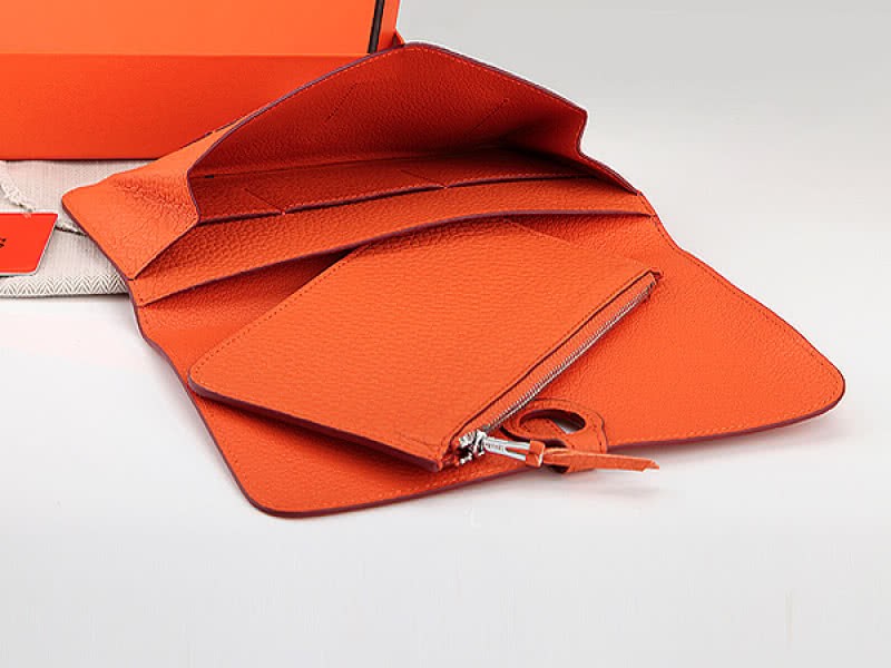 Hermes Dogon Togo Original Leather Combined Wallet Orange 3