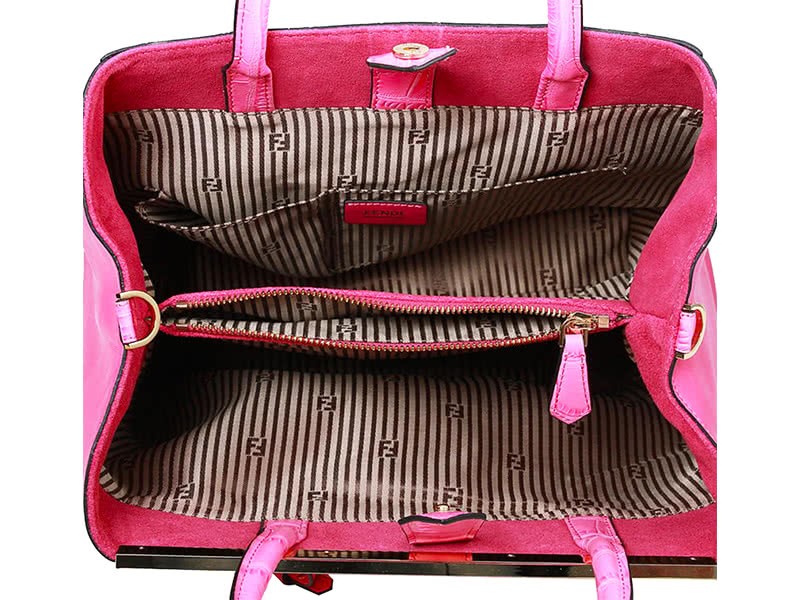 Fendi 2jours Calfskin Tote Bag Croc Hot Pink 5