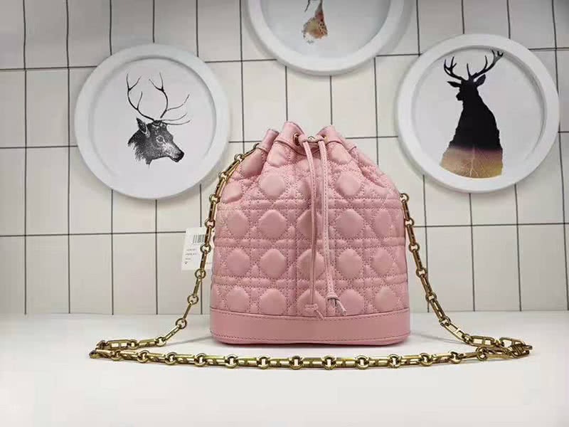 Dior Miss Dior Lambskin Bucket Bag Pink 4