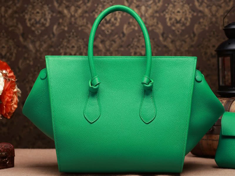 Celine Tie Nano Top Handle Bag Leather Green 5