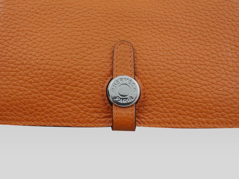 Hermes Dogon Togo Leather Wallet Purse Orange 4