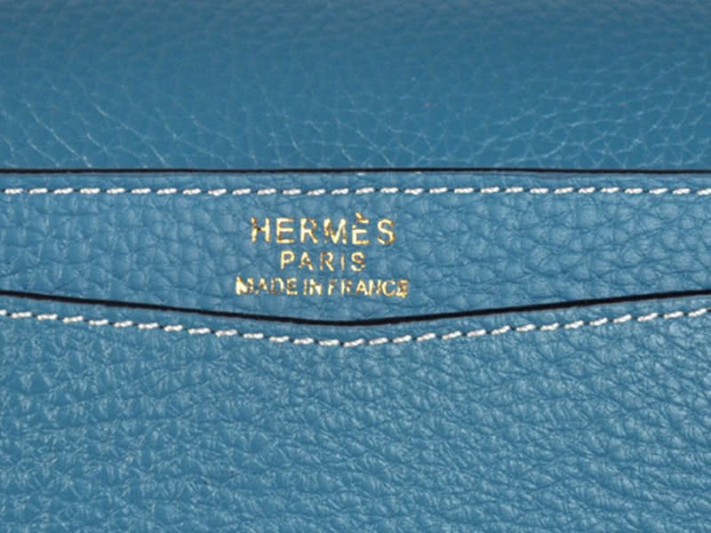 Hermes Pilot Envelope Clutch Blue With Gold Hardware 10