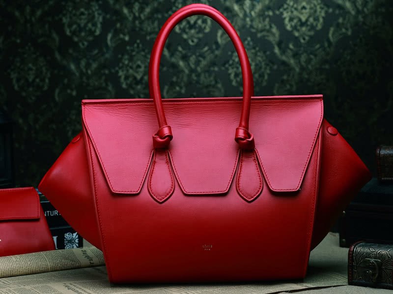 Celine Tie Nano Top Handle Bag Leather Red 3