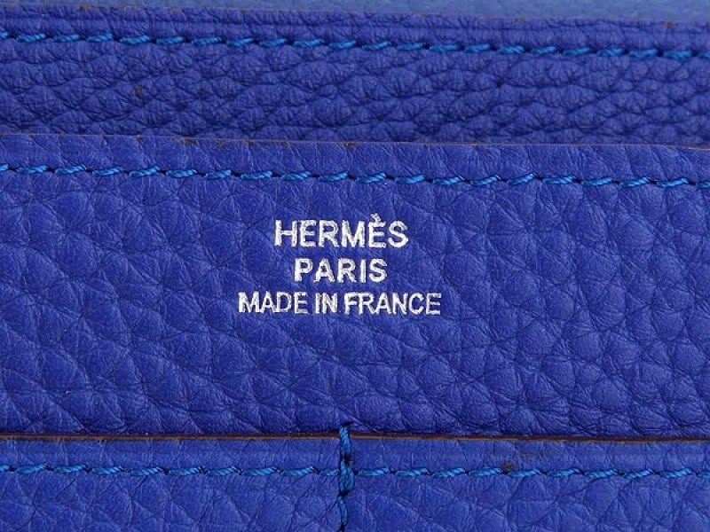 Hermes Dogon Togo Original Leather Combined Wallet Electric Blue 6
