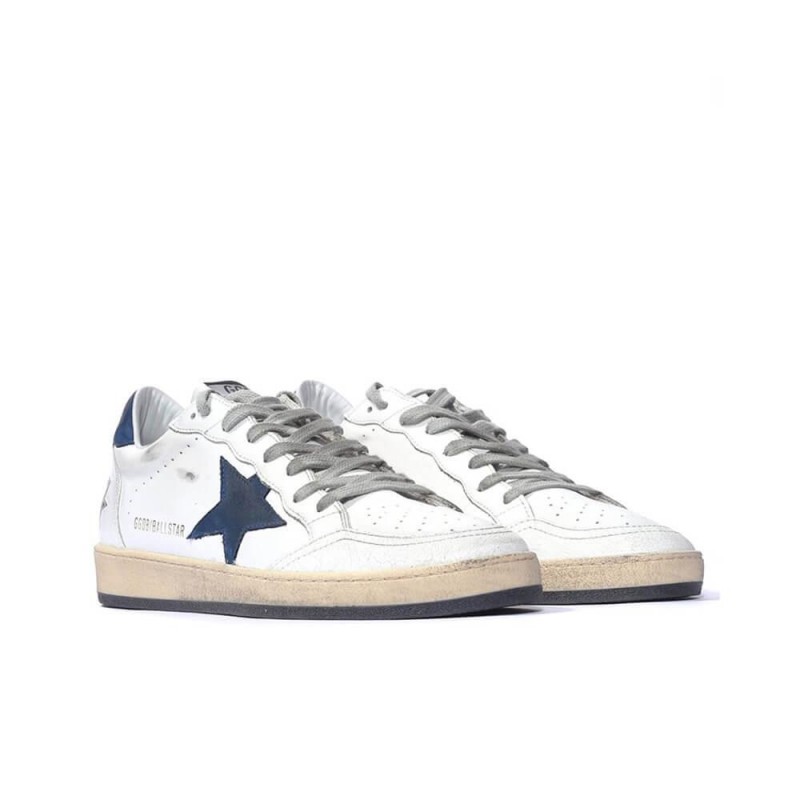 Golden Goose White Ball Star Sneakers With Blue Star 2