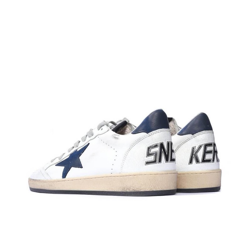 Golden Goose White Ball Star Sneakers With Blue Star 3