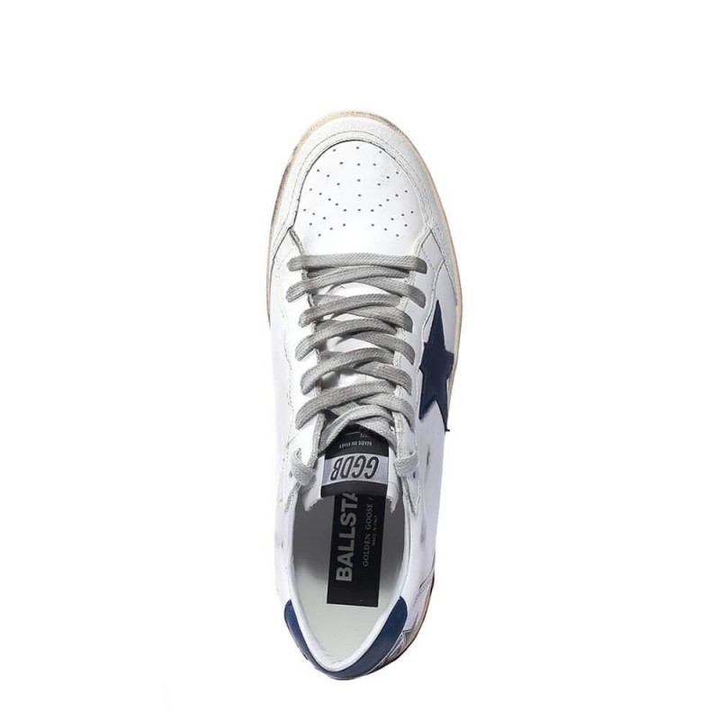 Golden Goose White Ball Star Sneakers With Blue Star 5