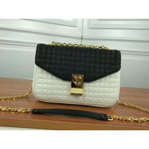 Celine Medium C Bag In Quilted Calfskin White And Black