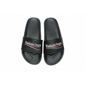 Balenciaga Logo flat pool Slide Sandals Black